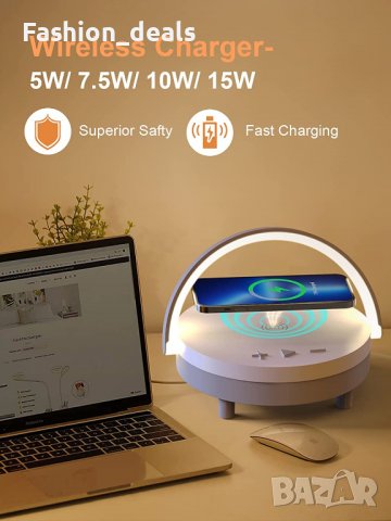 Нова Нощна лампа с безжично зарядно устройство LED светлина стая декор, снимка 2 - Друга електроника - 40052738