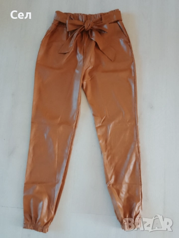 Нов кафяв кожен панталон М, снимка 2 - Панталони - 51711015