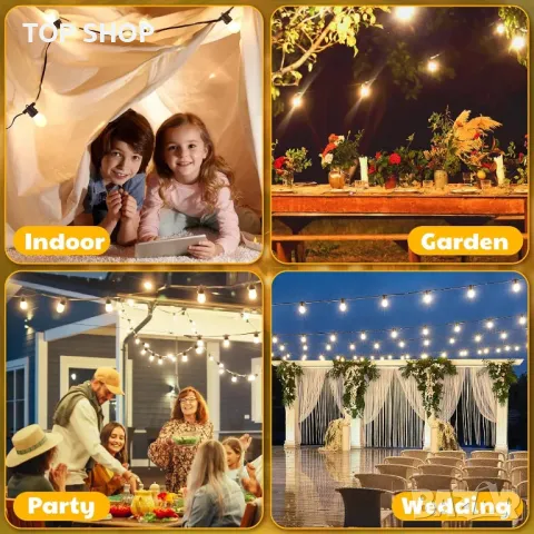 Velway LED външни светлини - Захранвани от електрическата мрежа 17M IP65 Водоустойчиви 15+1 крушки, снимка 3 - Лед осветление - 49511621