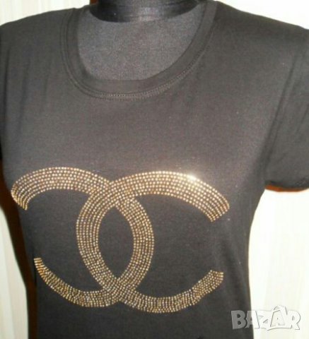 Черна блузка с камъни, снимка 2 - Тениски - 17491766