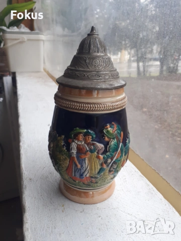 Стара немска халба за бира порцелан