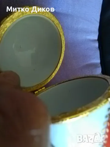 Яйце тип Фаберже фи 8см и Н-12см за бижута, снимка 8 - Декорация за дома - 47409945