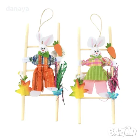 5802 Великденска украса Заек на стълба, 35 см