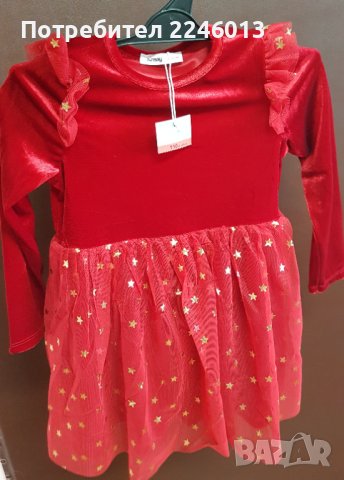 Красива тъмно червена рокличка от плюш, снимка 1 - Детски рокли и поли - 43407890
