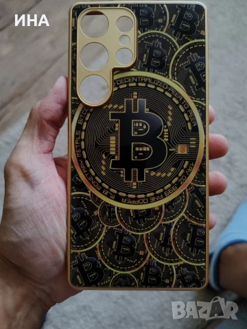 Биткойн/Bitcoin стъклен кейс за Samsung s25 и s25 ultra