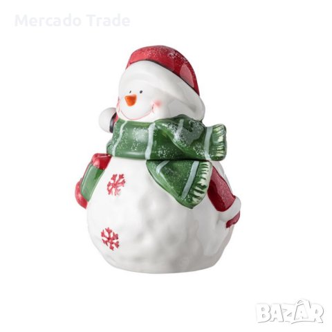 Коледна кутия за бисквитки Mercado Trade, Керамика, Снежен човек, снимка 4 - Кутии за съхранение - 43134162