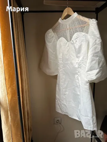 Сатенена бяла рокля, снимка 4 - Рокли - 48264227