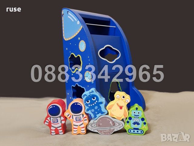 НОВИ! Дървен СОРТЕР совалка - космически кораб / ракета с 6 фигурки, снимка 2 - Образователни игри - 32150673