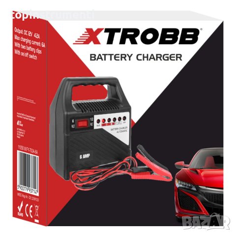 Зарядно за акумулатори автоматично, 6V/12V, ток зареждане 6A, XTROBB 011050, снимка 2 - Други инструменти - 42960645