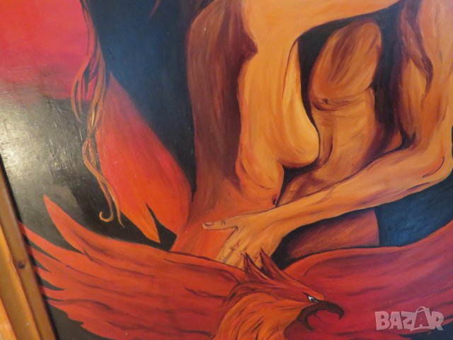 картина, еротика Мъжът и жената в огъня на любовта закриляни от огнения феникс - 18+, снимка 7 - Картини - 26491674
