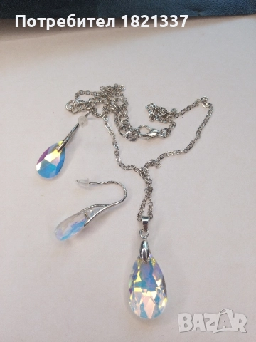 Комплект колие и обици, снимка 3 - Бижутерийни комплекти - 52680876