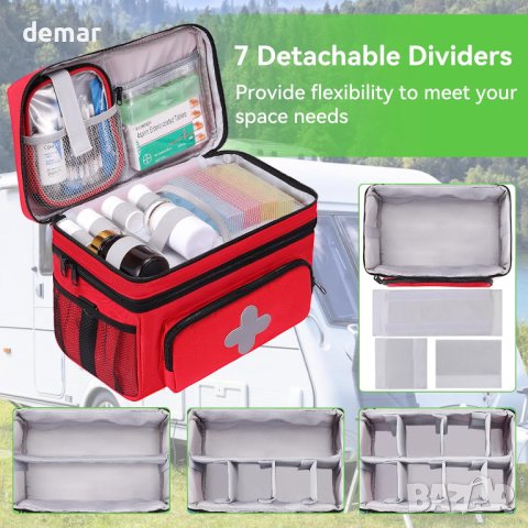 Празна чанта за първа помощ при пътуване, 30L x 17W x 20,5H CM, тъмночервена, снимка 6 - Аксесоари и консумативи - 43440179