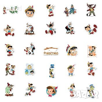 50 бр Пинокио самозалепващи лепенки стикери за украса декор картонена торта и др парти, снимка 4 - Други - 33646744
