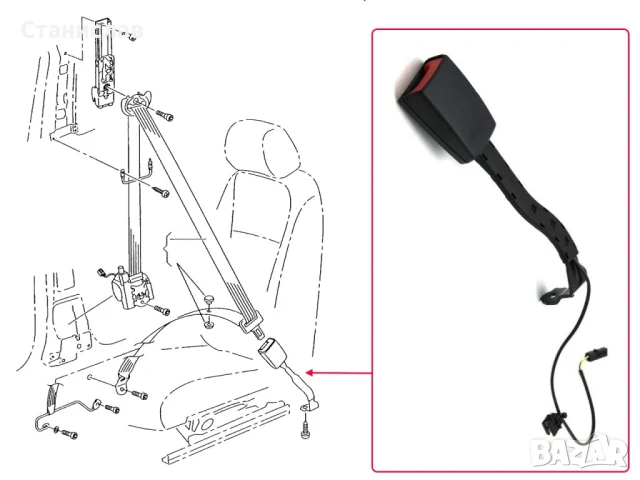 Гнездо за предпазен колан VW Jetta A5, снимка 2 - Части - 50626792