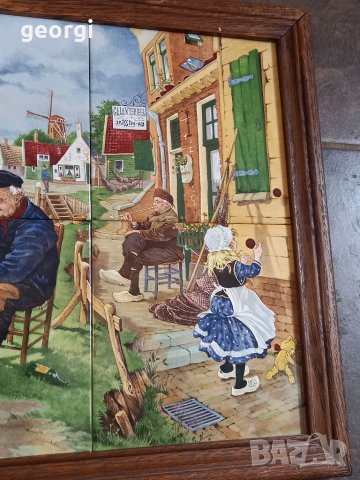 Холандско цветно порцеланово пано Mosa Hunnik  10/4, снимка 3 - Декорация за дома - 38656093