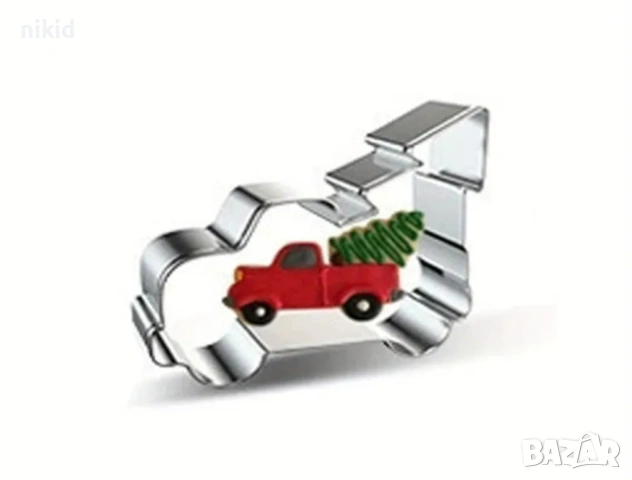 Коледна кола автомобил камион Коледен с елха метална форма резец тесто сладки бисквитки декор