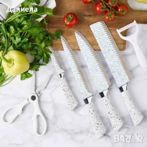 Комплект кухненски ножове от 6 части Zepter ZP-009B- бял, снимка 3 - Прибори за хранене, готвене и сервиране - 49223535