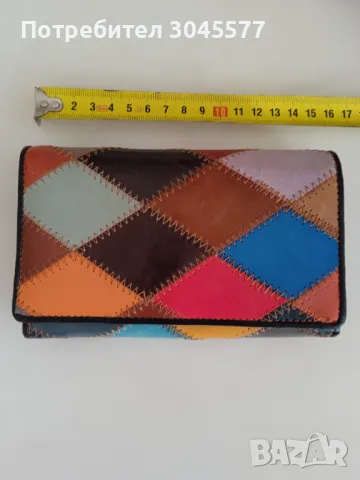 Портмоне АРТ естествена кожа 15,3 см*9,5 см, снимка 1