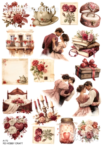 Скрапбук стикери за декорация планер Св. Валентин самозалепващ лист А5 - различни видове, снимка 5 - Други - 39157926