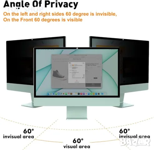 Напълно сменяем протектор за поверителност на екрана BERSEM, съвместим с iMac 24-инчов монитор 2021, снимка 4 - Друга електроника - 49580421