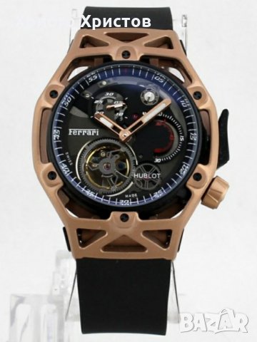 Мъжки луксозен часовник Hublot Ferrari Tourbillon, снимка 3 - Мъжки - 32424593