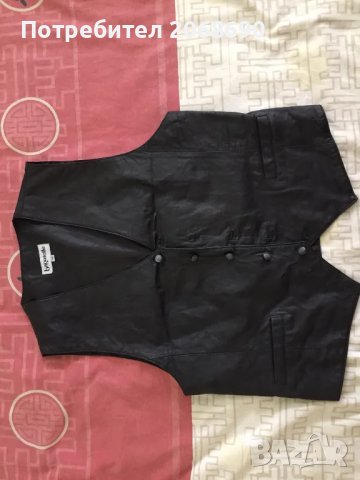 Мъжки черен елек от естествена кожа