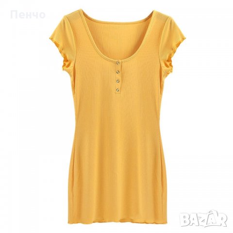 Дамска секси модна стилна красива рокля за жени момичета рокличка дрехи облекло деколте къс ръкав жъ, снимка 9 - Рокли - 28129368