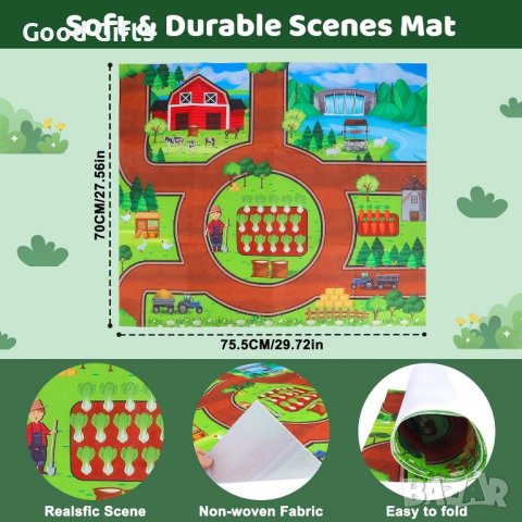 Голям комплект детска ферма с килим за игра, снимка 6 - Фигурки - 43302171