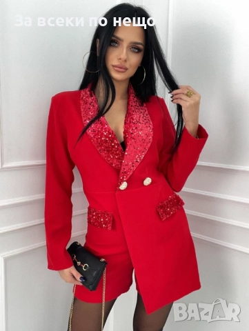 Дамски Червен Елегантен Гащеризон Код S381