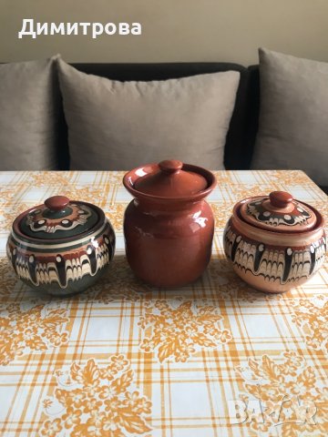 Керамични съдове - гърненца, захарнички, делвичка, съд за подправки, снимка 3 - Сервизи - 29674796