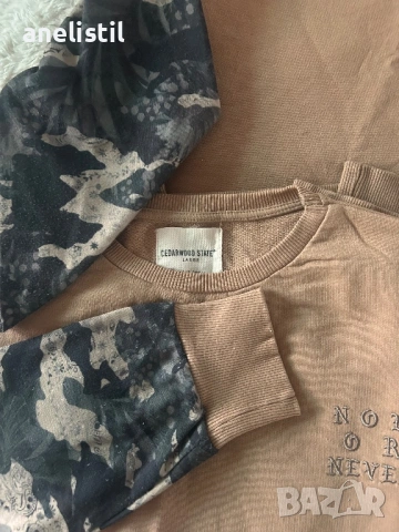 Оригинални суитшърти Cedarwood State Чисто нови без етикет Модерен модел с камуфлажни ръкави Релефен