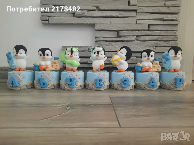 Керамични кубчета/ Именки "Пингвинчета", снимка 2 - Декорация за дома - 46670518