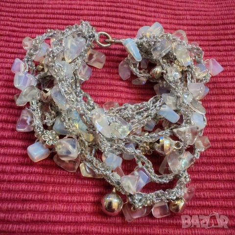 Гривна Новолуние, лунен камък. , снимка 3 - Гривни - 53019842