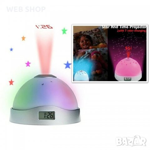 Нощна лампа проектор с часовник Projecting clock, снимка 4 - Детски нощни лампи - 32550319