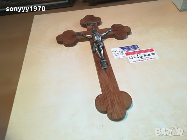 ГОЛЯМ ДЪРВЕН КРЪСТ С ХРИСТОС-46Х27СМ, снимка 5 - Колекции - 28318380