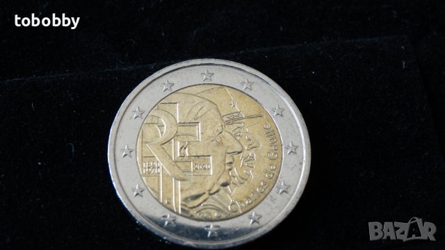 Френска монета 2евро, Шарл дьо Гол, възпоменателна 50г. от смъртта му, снимка 4 - Нумизматика и бонистика - 40576013