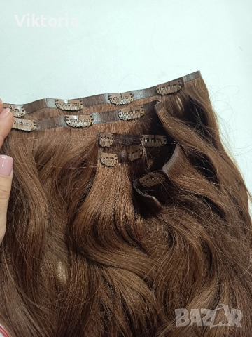 Европейска естествена коса 250гр.55см.с клипси