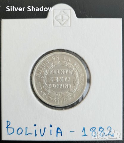 Сребърна монета Боливия 20 Сентавос 1882 г. /1, снимка 1 - Нумизматика и бонистика - 39159855
