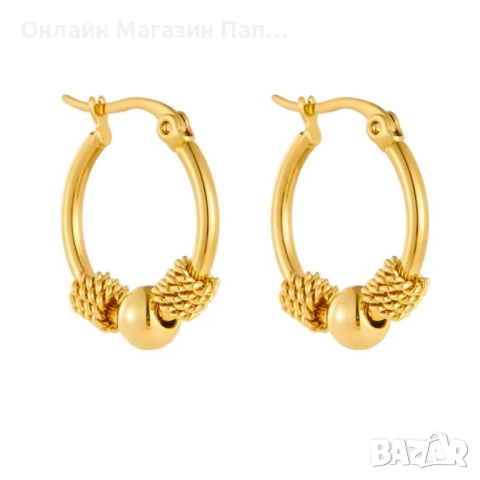 DIEYURO Обеци от неръждаема стомана 316L със златно покритие – Кухо плетен кръгъл дизайн за жени