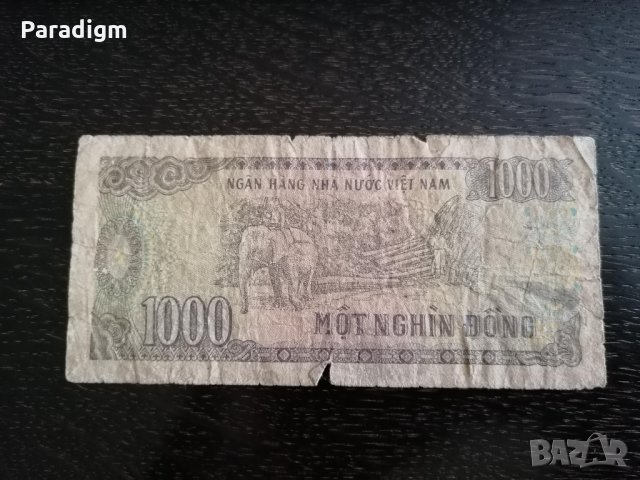 Банкнота - Виетнам - 1000 донги | 1988г., снимка 2 - Нумизматика и бонистика - 32242885
