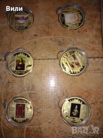 Колекция от 10 позлатени плакети с картините на Леонардо да Винчи, снимка 4 - Нумизматика и бонистика - 43715791