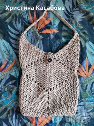 Плажна чанта, плетена на една кука