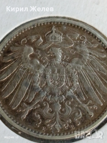 Сребърна монета 1 марка 1906г. DEUTSCHE RAICH рядка за КОЛЕКЦИЯ 20794, снимка 10 - Нумизматика и бонистика - 51486848