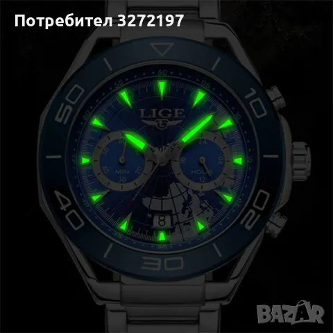 2024 LIGE Relogio Masculino,кварцов часовник, дата, водоустойчив,каишка неръждаема стомана, снимка 4 - Мъжки - 48042554