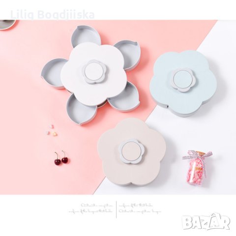 Пет сгъваеми купички във формата на цвете със специална поставка за телефон, снимка 7 - Аксесоари за кухня - 43745144