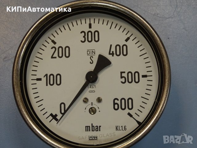 Манометър WIKA Ф100, 0-600 mbar, снимка 2 - Резервни части за машини - 34903009