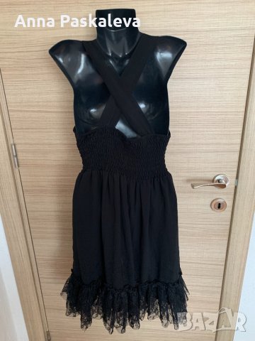 Черна рокля с перли, снимка 3 - Рокли - 32598162