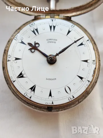 Супер Рядък Английски Сребърен Джобен Часовник Edward Prior 1820те г, снимка 1