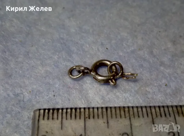 СТАРА СРЕБЪРНА ЗАКОПЧАЛКА СРЕБРО 925 с БЯЛА ПОЗЛАТА КАРАБИНКА За ГРИВНА КОЛИЕ ВЕРИЖКА 49937, снимка 4 - Други - 49517773