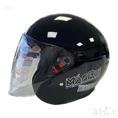Каска за мотор, скутер, черен гланц